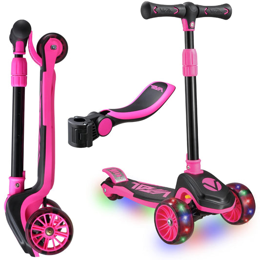 3 Wheel Kids Scooter with Seat LED Wheels Adjustable