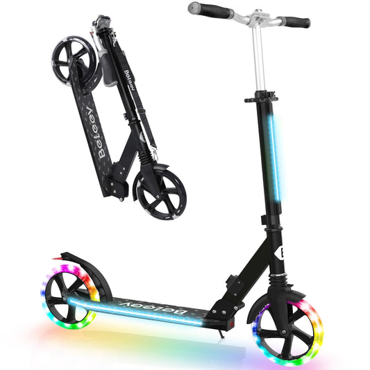 2 Wheel Scooter Foldable Adjustable Height Light Up Deck
