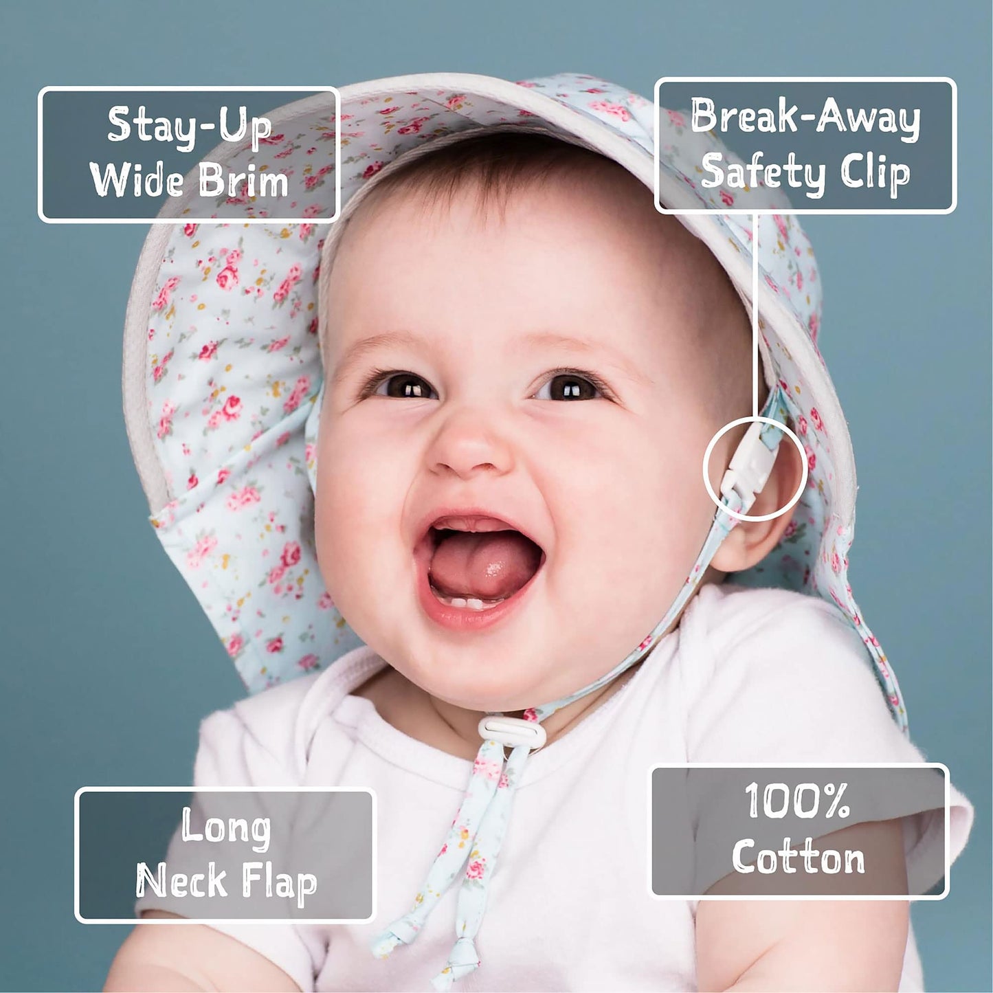 Kids Cotton Sun Hat Wide Brim Adjustable Summer Hat