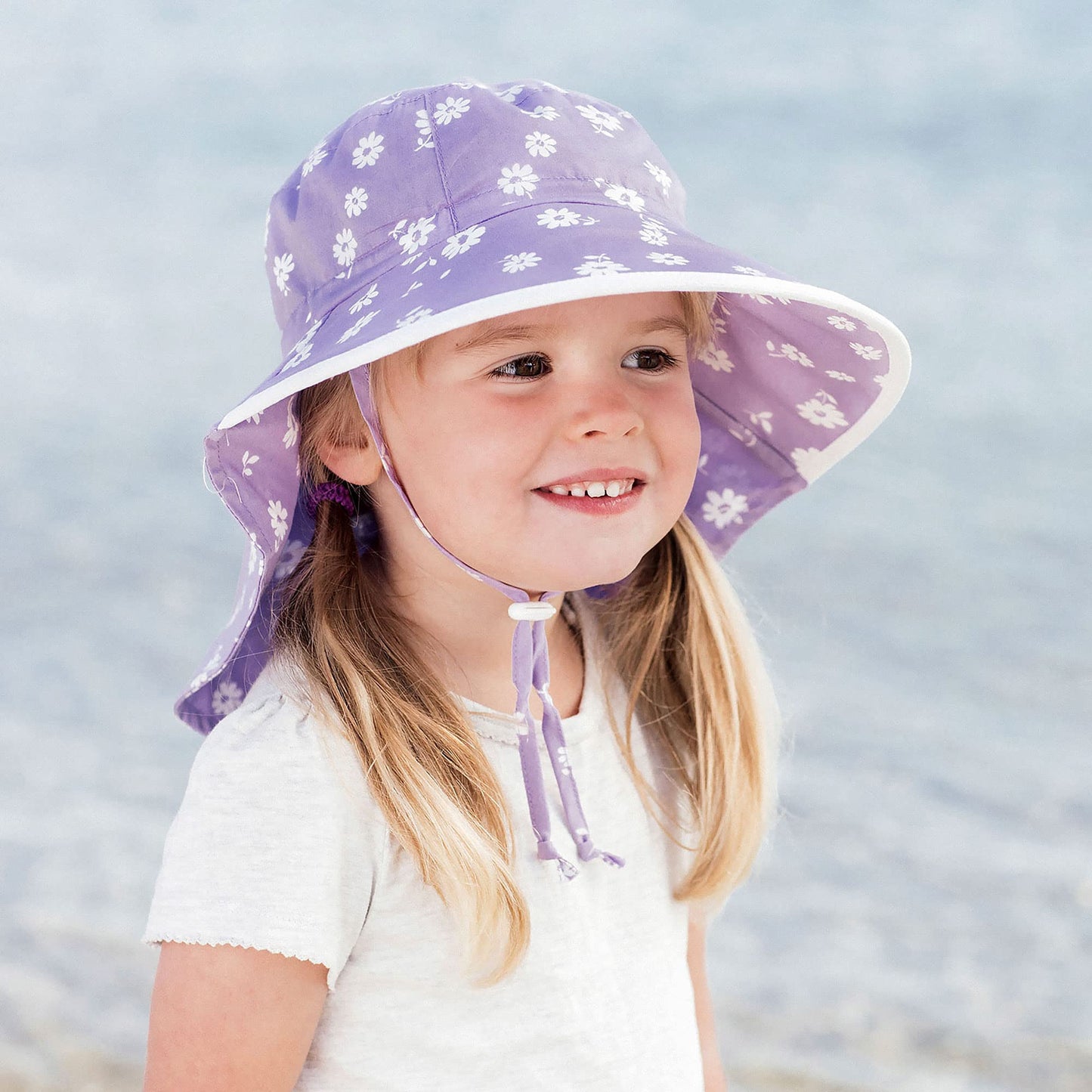 Kids Cotton Sun Hat Wide Brim Adjustable Summer Hat